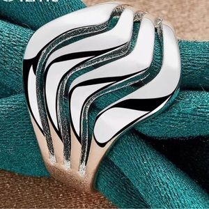 Bold Wave Statement Design Ring .925 Sterling Silver NEW